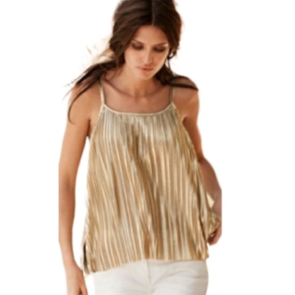 Gold Pleated Women's Top XL